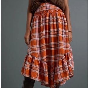NWT Anthropologie Plaid A-Line Midi Skirt